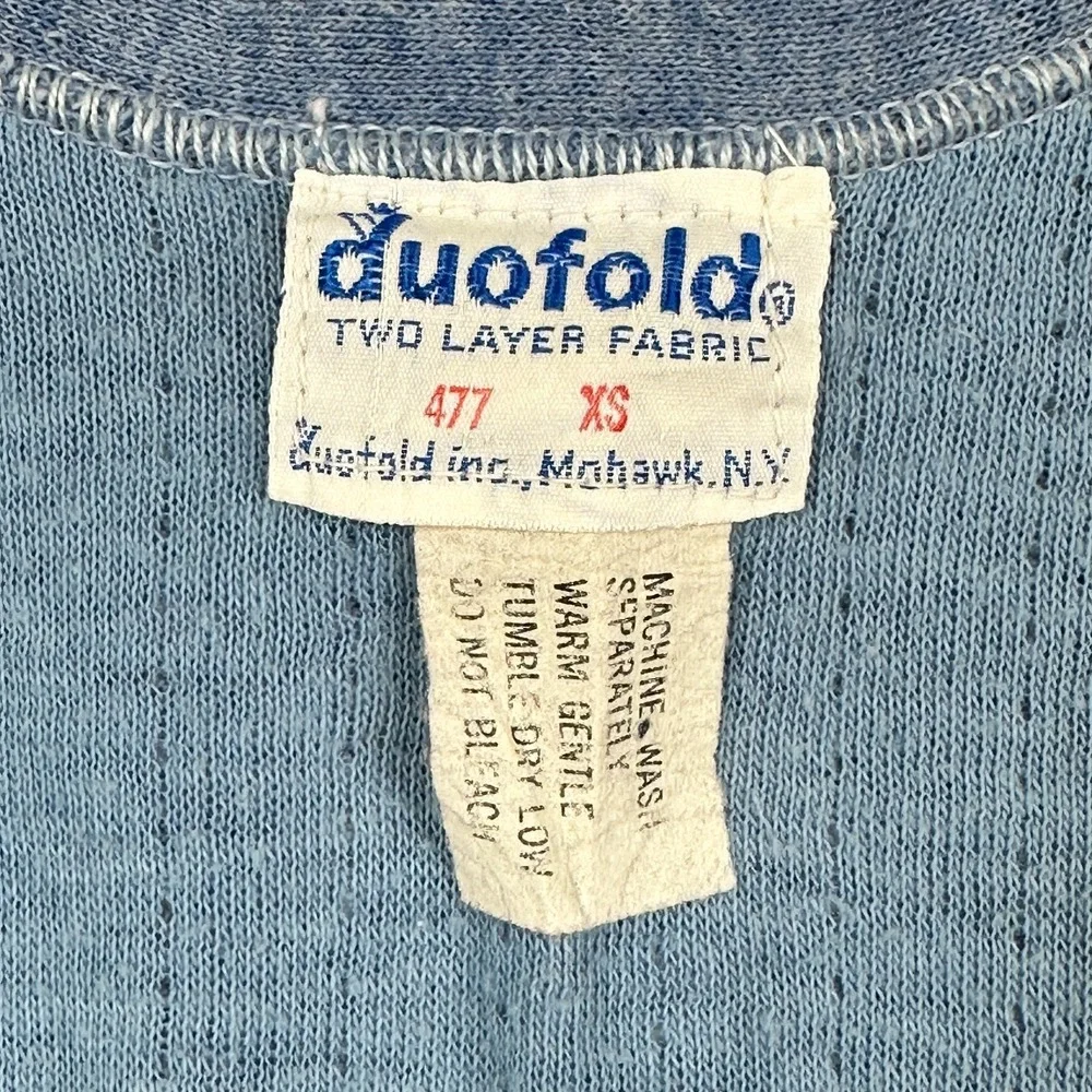Vtg Duofold Long Johns Mens XS Blue Two Layer Thermal Underwear Union Suit USA